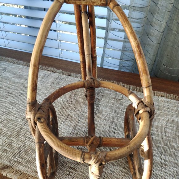 Bamboo Large Tricycle Big Wheel Vintage Plant Stand 17" - Picture 4 of 13